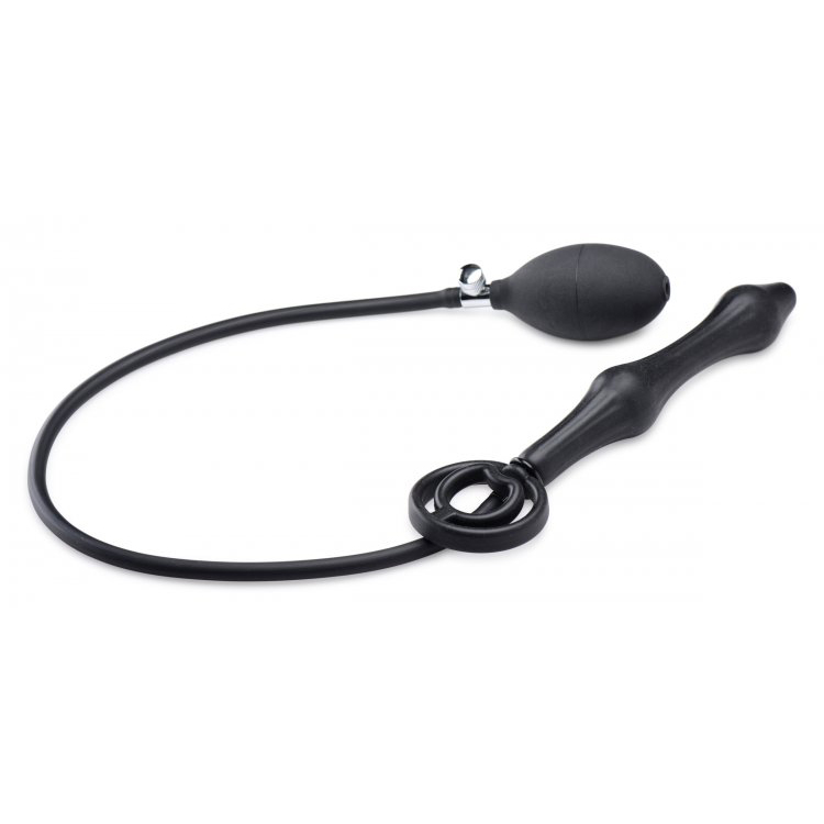 Master Series Devils Rattle Inflatable Silicone Anal Plug With Cock And Ball Ring Foxy Bunny
